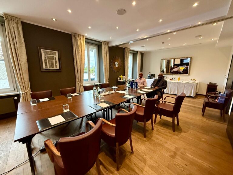 The training room with tables and chairs ready for the day